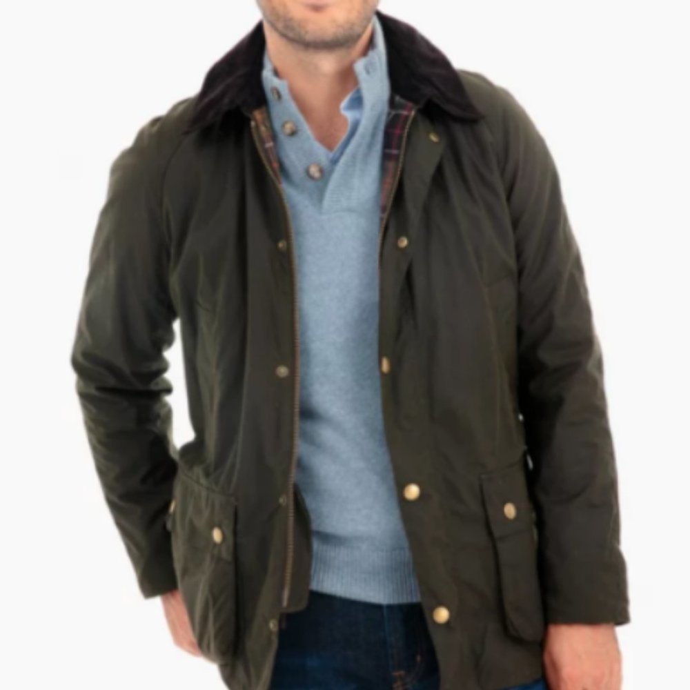 BARBOUR ASHBY Wax Cotton Jacket British Style MSRP $425 in OLIVE Great Reviews